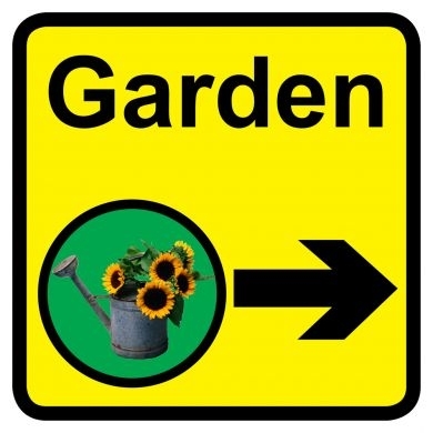 Garden sign with right arrow - 300mm x 300mm